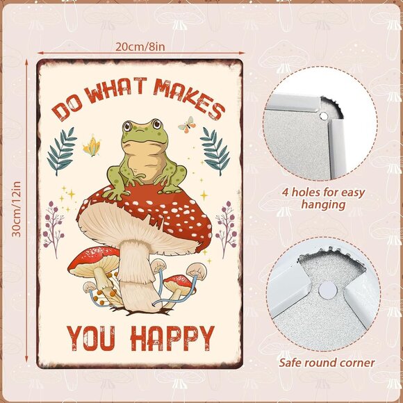 Whimsical Frog on Mushroom Tin Sign (NWT) - Picture 4 of 7